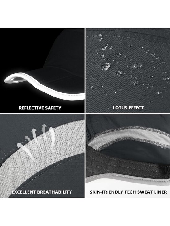 〽️Women Dark Gray Reflective Folding Hat Design UPF 50+ Sun Protection Sport Hat main image 6